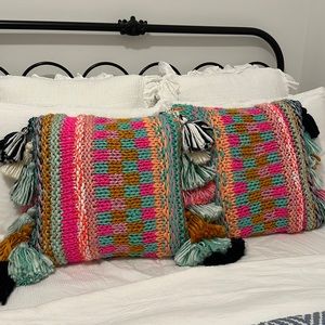 Anthropologie 2 pillows with tassels — never used — discontinued